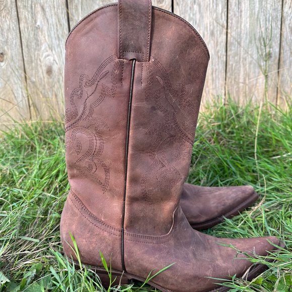 Cowboy Core Vintage Brown Cowboy Boots 9 10 - Picture 7 of 9
